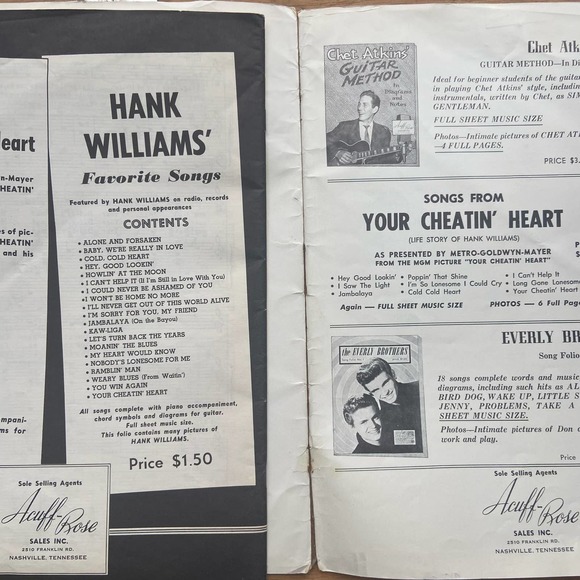 Hank Williams' Country Hit Parade 1950 Vintage Song Music Piano Guitar Vocal - Picture 3 of 3